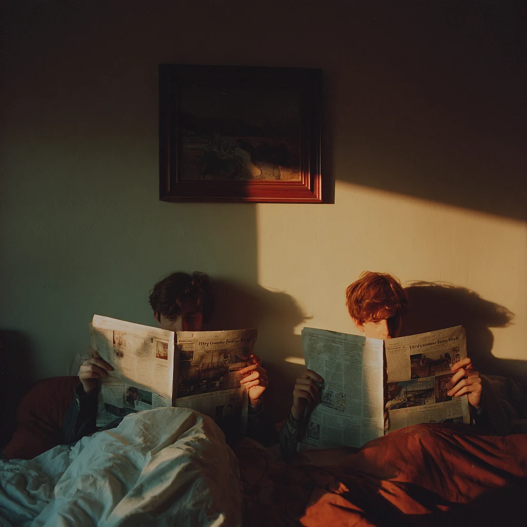 Dos personas leyendo el periodico